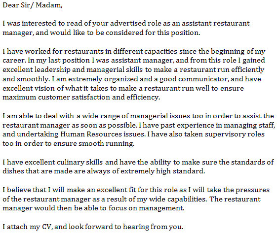 Cover letter hospitality position On Sale
