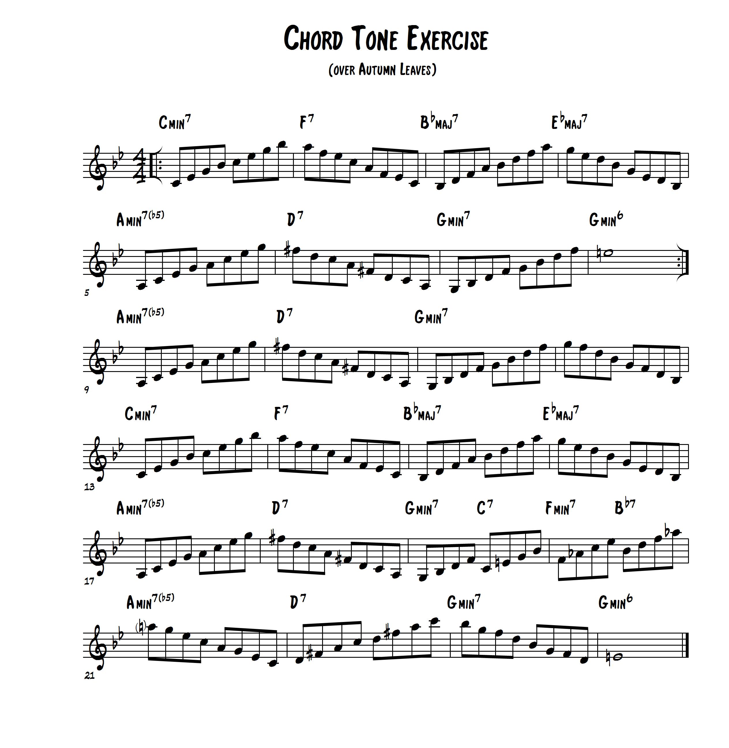 Chord Tone Exercise Over Autumn Leaves Learn Jazz Standards