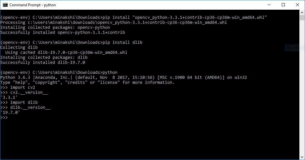 Install OpenCV 3 and Dlib on Windows ( Python only
