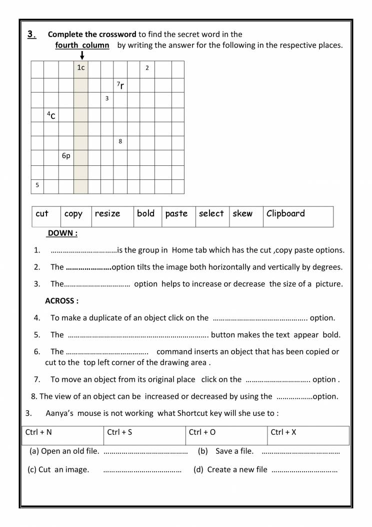 MS Paint Worksheet For Class 3 Notes LearnPick India