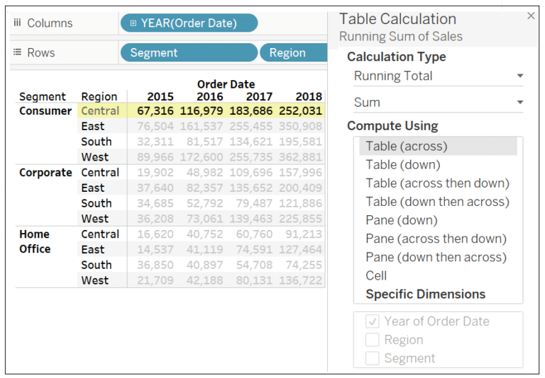 Addressing and Partitioning fields in Table Calculations in Tableau