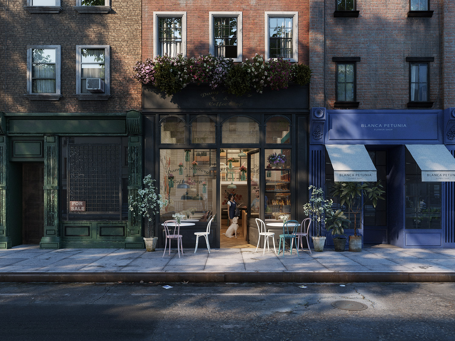 VRay Exterior Lighting The Sweetest Bakery sunlight