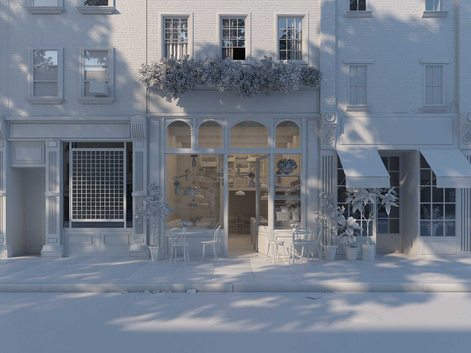 VRay Exterior Lighting The Sweetest Bakery sunlight