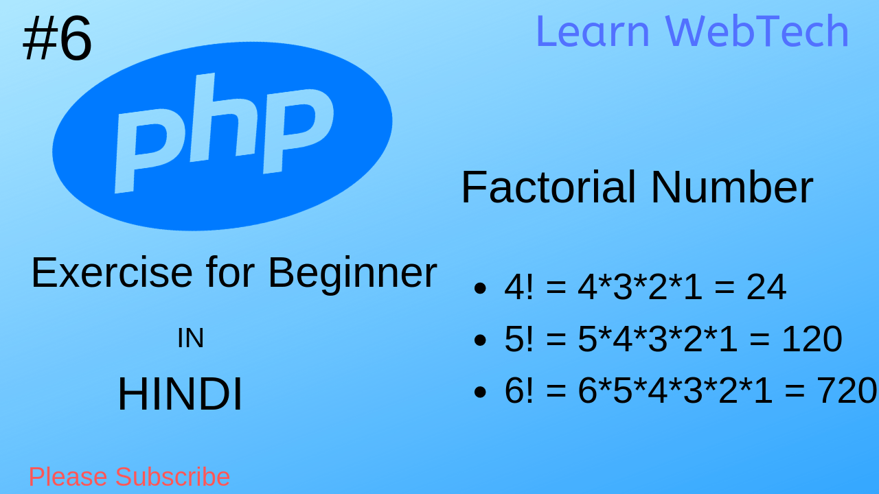 How to calculate factorial in php Factorial program in php