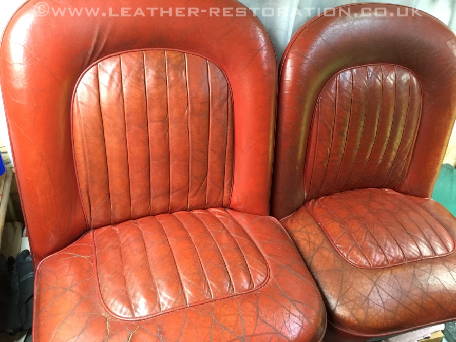 Leather Restoration Jaguar MK1 1959 Full front leather car seat