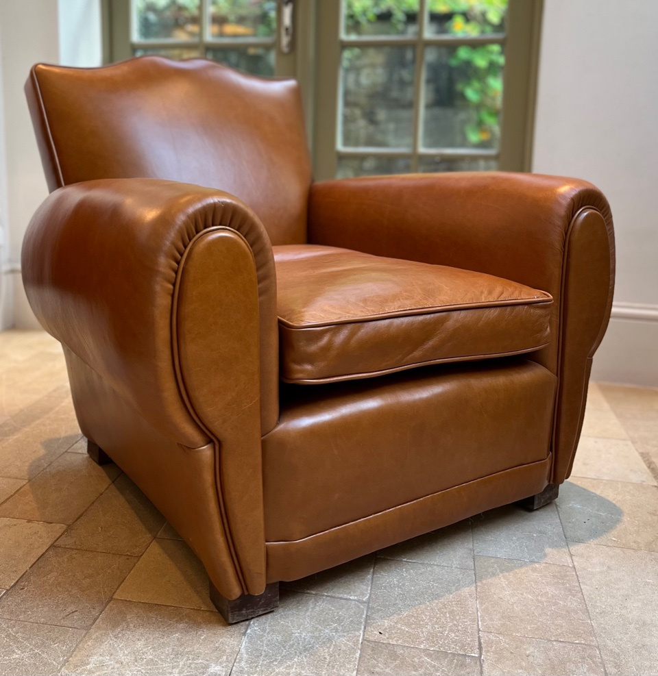 Fully Restored & Reupholstered Early 20th Cent. French Moustache Chair
