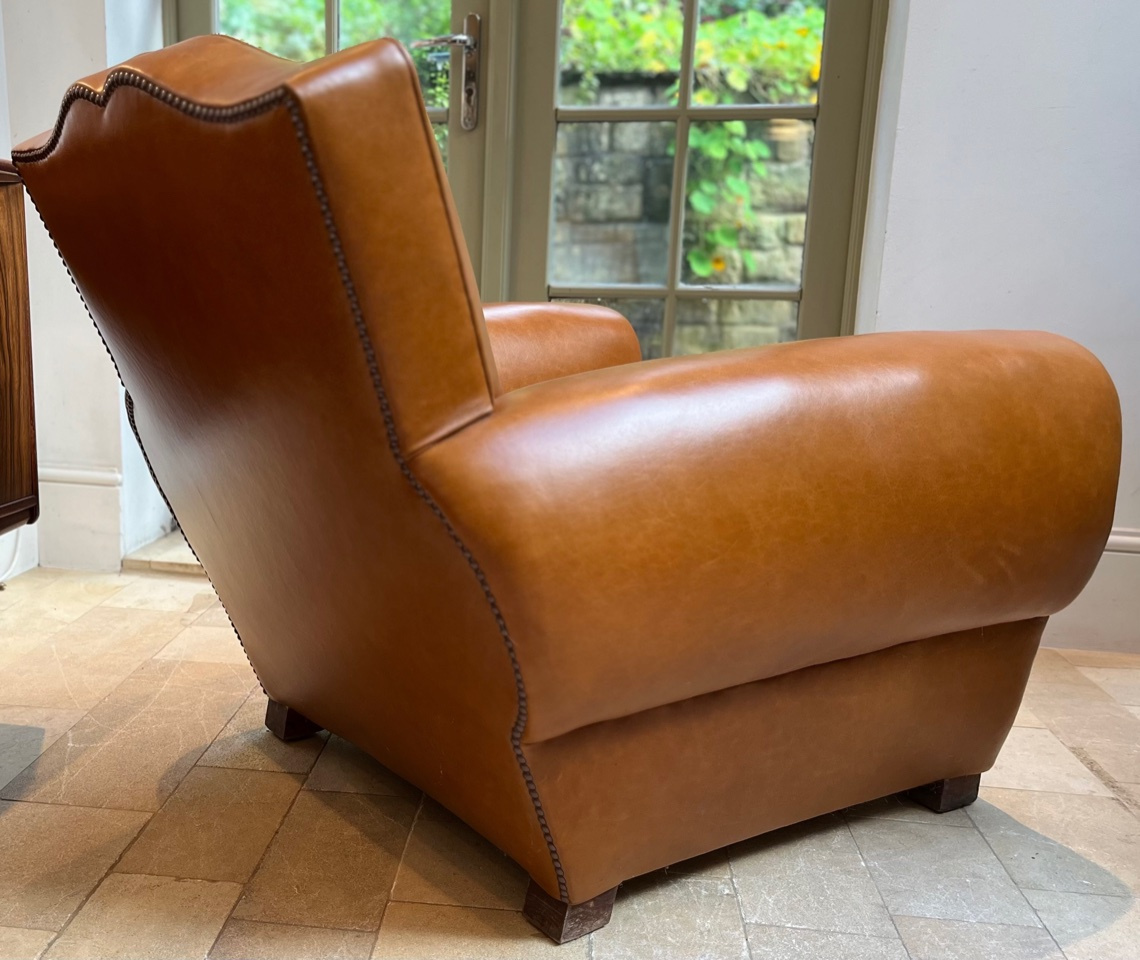 Fully Restored & Reupholstered Early 20th Cent. French Moustache Chair