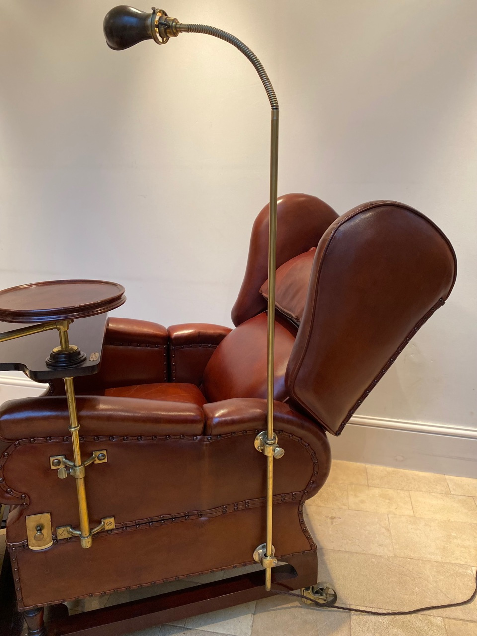 J Foot & Son Ltd Antique Burlington Leather Chair, Foots Patent Rest