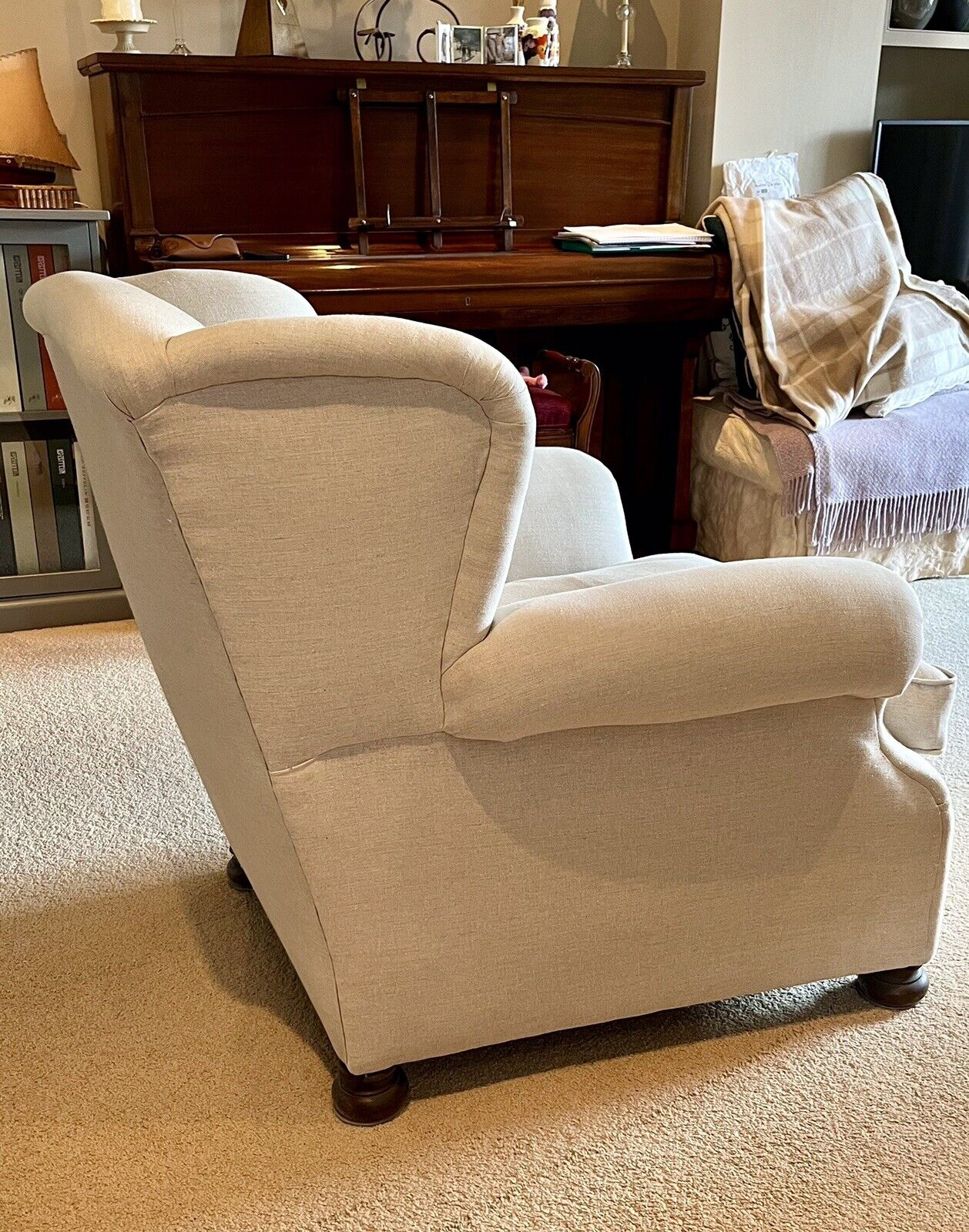 Deep Winged Armchair Leather Chairs of Bath Antique and