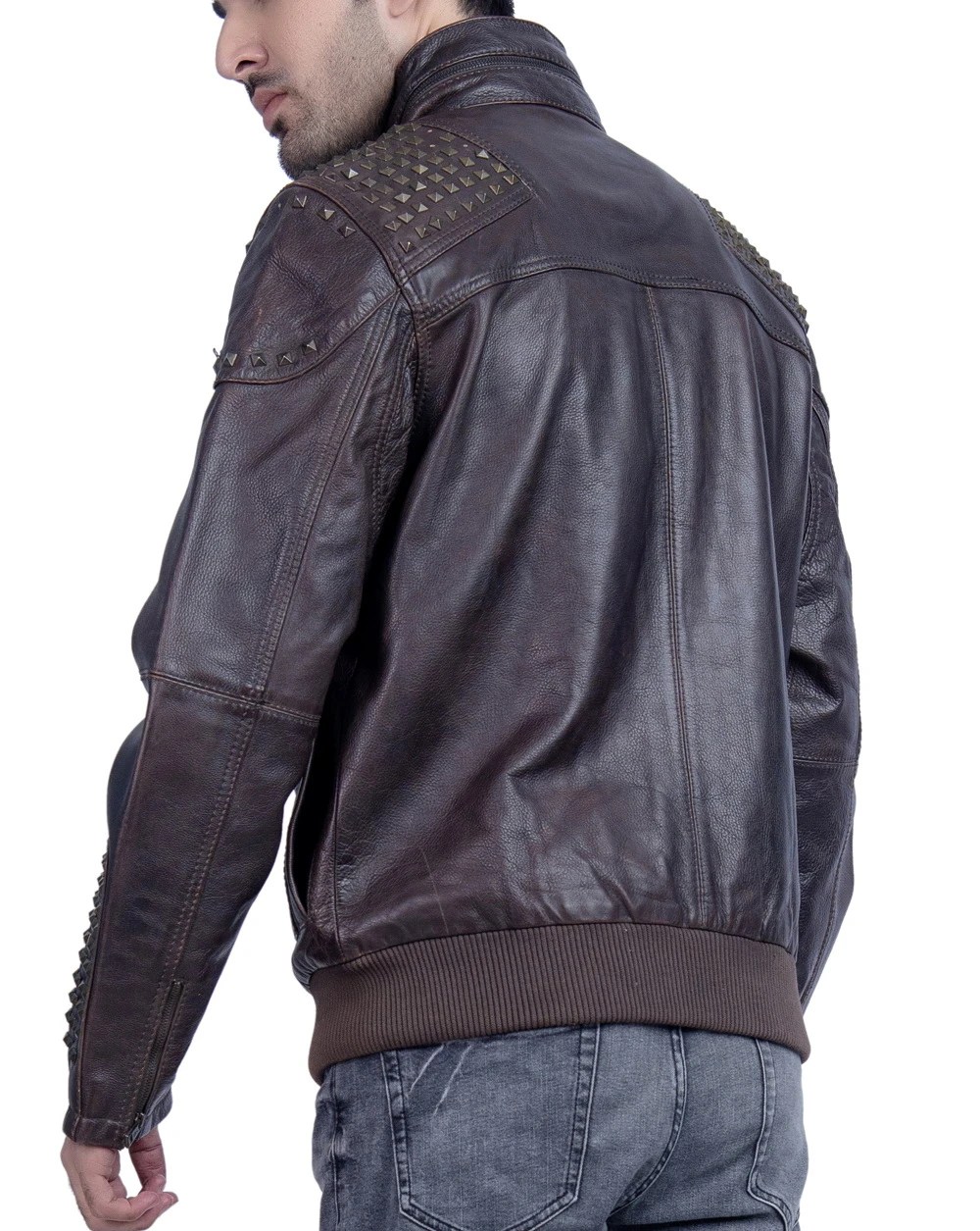Buy Metal Stud Leather Jacket