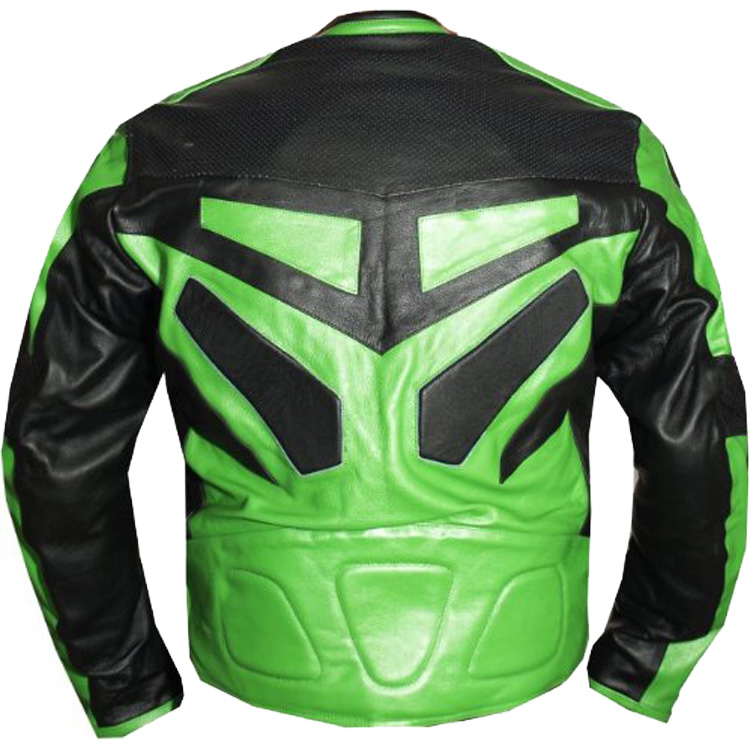 Armor Motorcycle Riding Leather Jacket In Green Leather Jackets USA