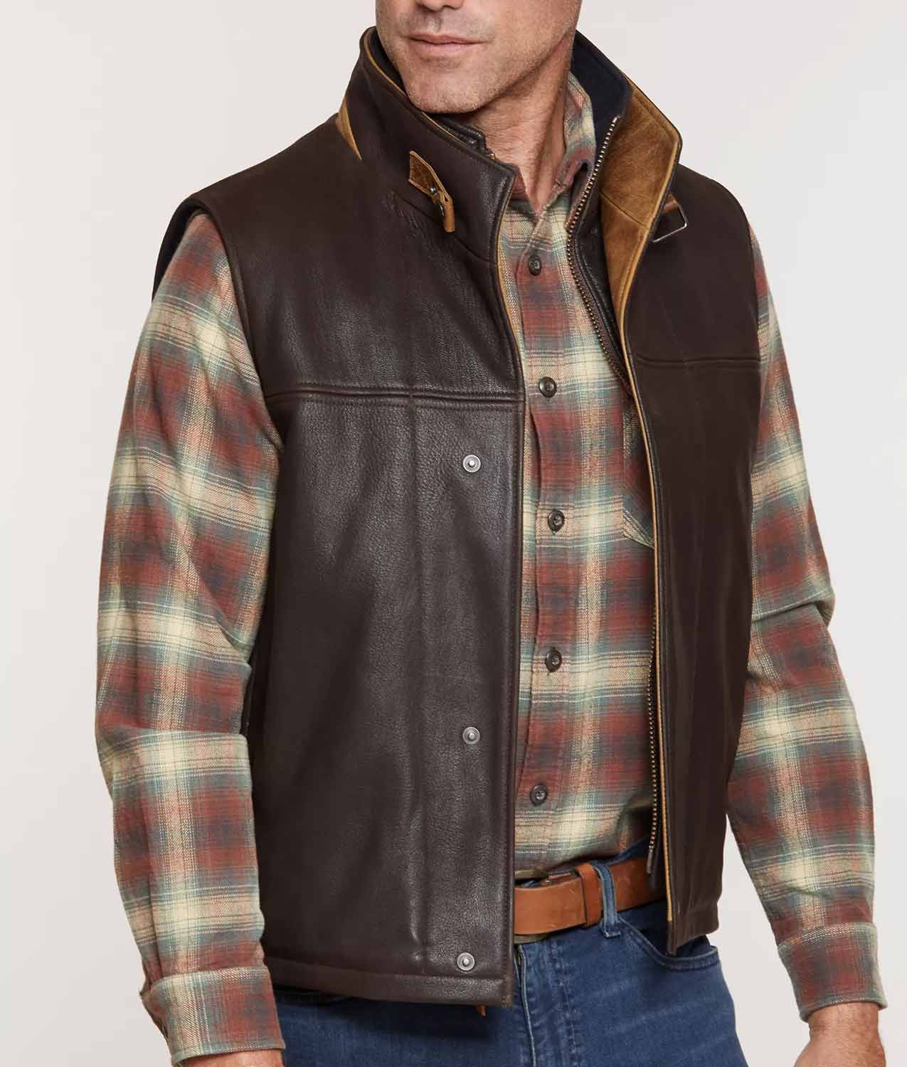 Mens Brown Lambskin Vest for Sale on Leather Jacketz