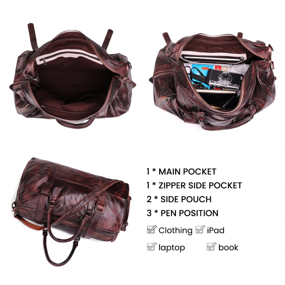 Premium Genuine Leather Travel Bag for Men Leatherya