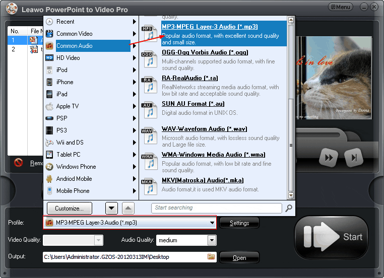 How to extract audio out of PowerPoint files and convert PowerPoint to MP3 freely