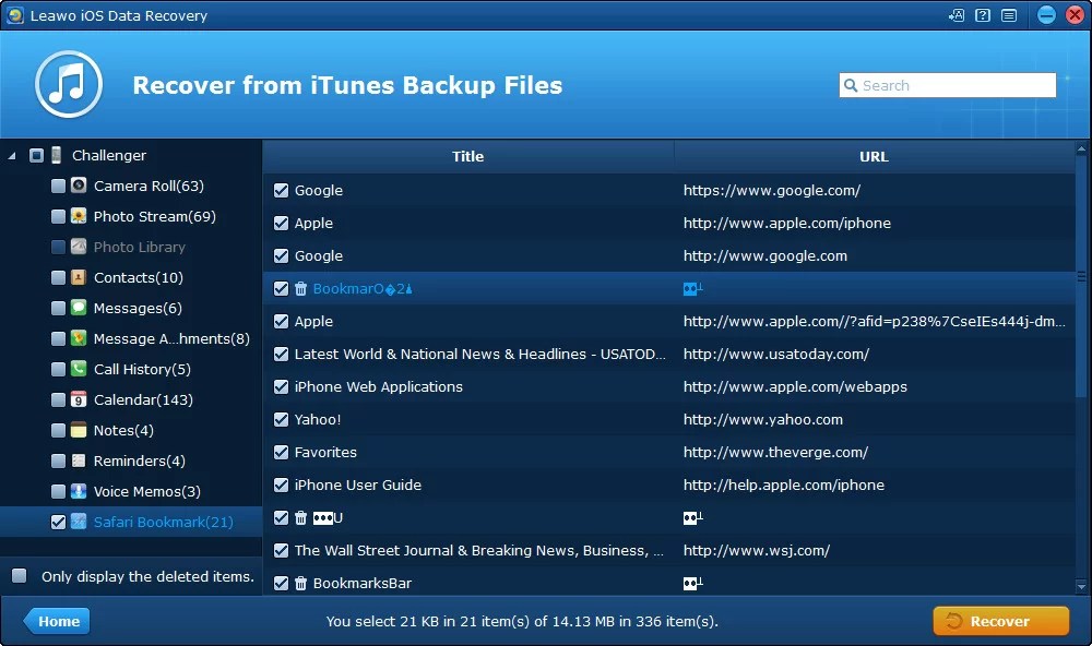 Recover Deleted Bookmarks from iPhone Leawo Tutorial Center
