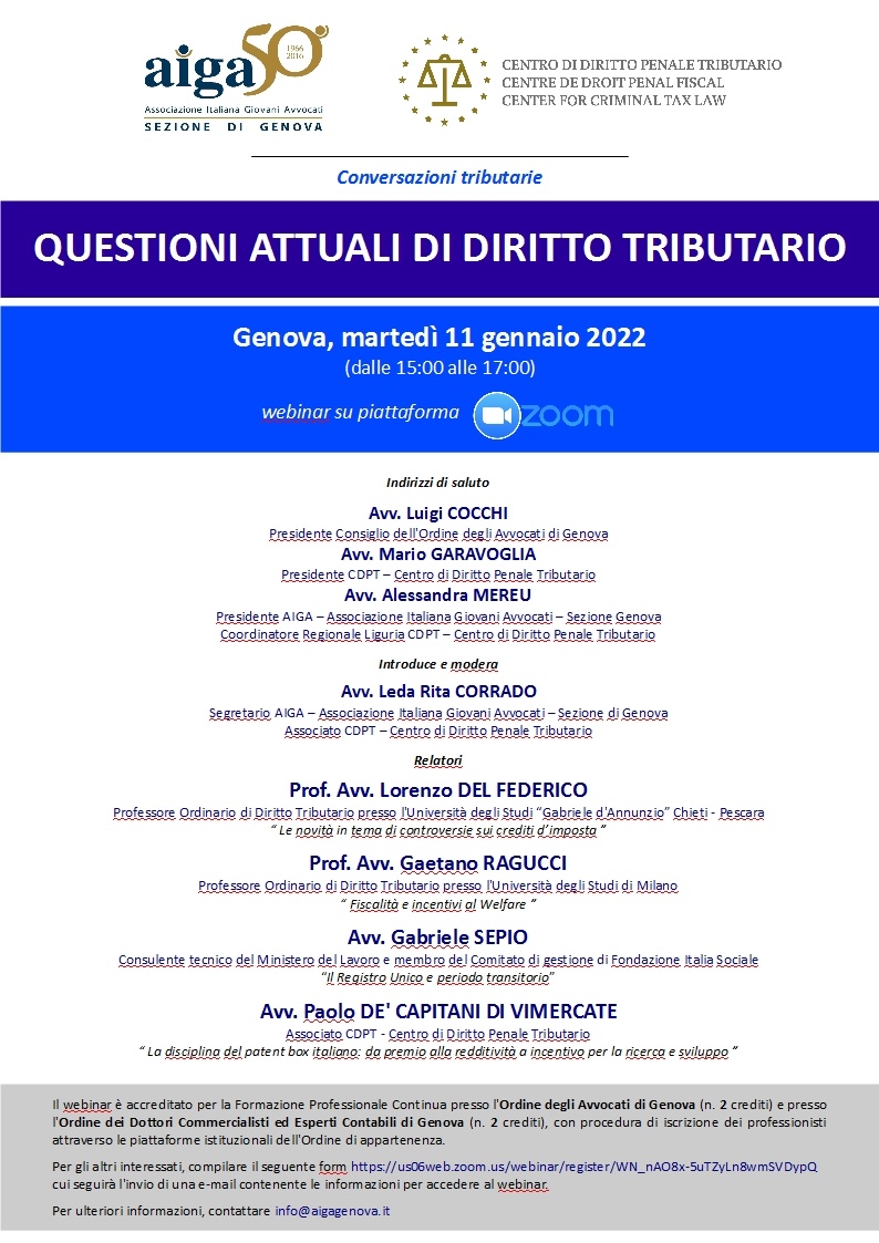 Questioni Attuali Di Diritto Tributario (Piattaforma Zoom, 11 Gennaio 2022) - Avv. Leda Rita Corrado | Studio Legale E Tributarioavv. Leda Rita Corrado | Studio Legale E Tributario 1123_x_794_jpg