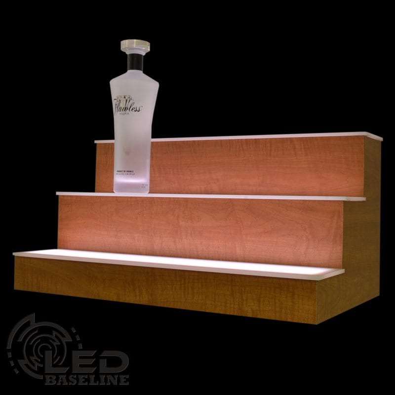 3 Step LED Display Shelf Lighted Bar Shelves Home Bar Shelf