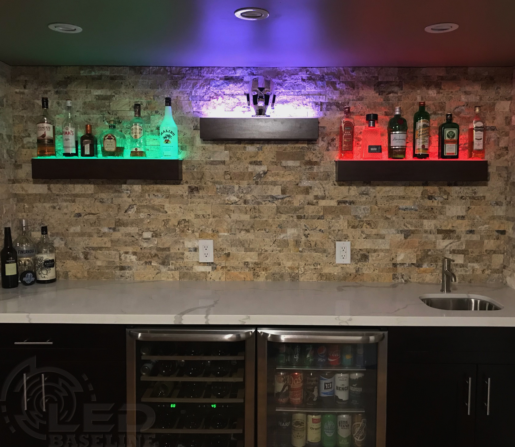 1 Tier LED Floating Shelf LED Lighted Floating Bar