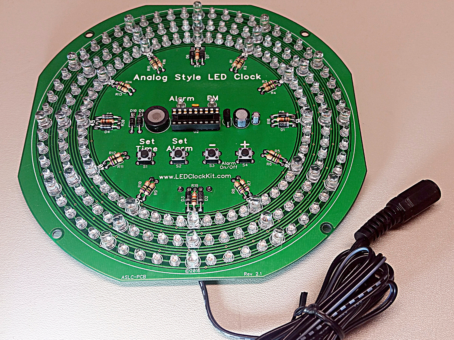 Analog Style LED Clock Kit - Uses 180 LEDs to display the time.