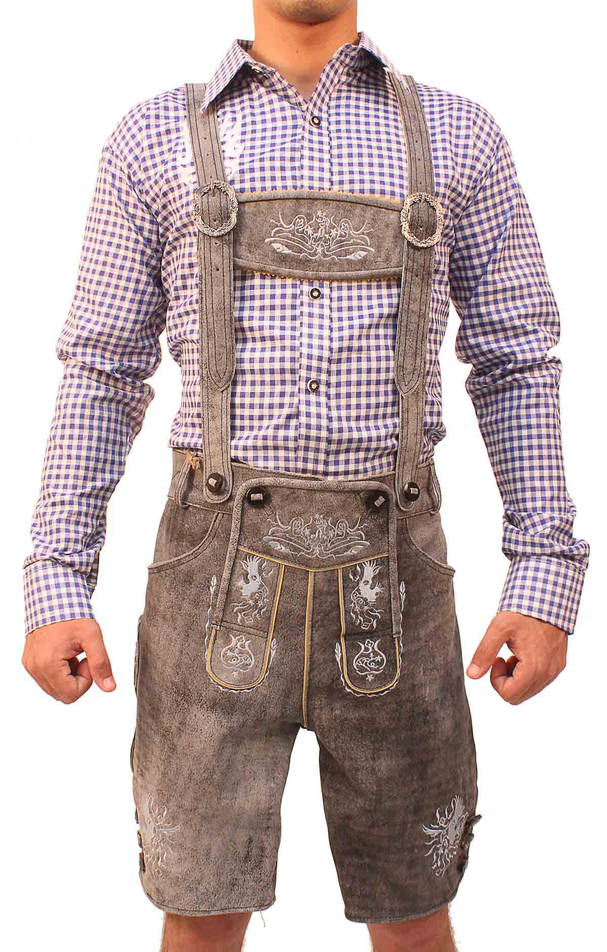 Traditional German Lederhosen Gray Slate Lederhosen Store