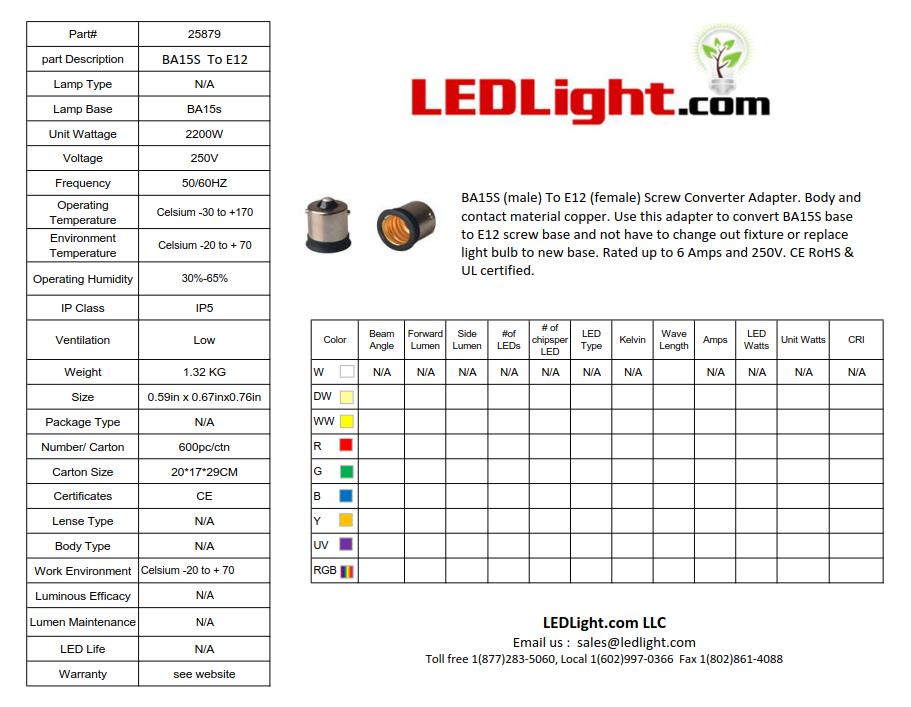 BA15S male to E12 female Converter Adapter Converters LEDLight