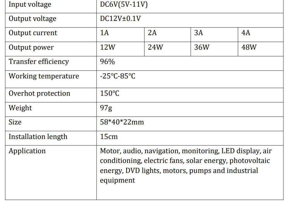 Converter 6 Volt to 12 Volt 4 Amp - Automotive - Low Voltage - LEDLight