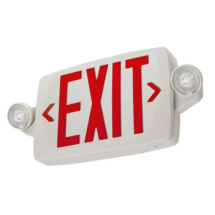 White LED Exit Sign/Emergency Light Combo w/ Battery Backup Single or