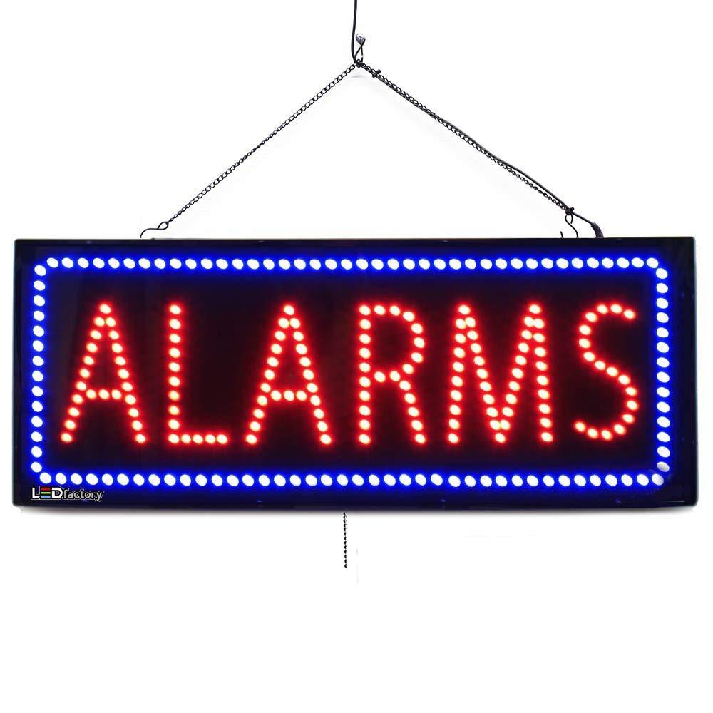 “ALARMS” Large LED Window Auto Business Sign Led Open Signs