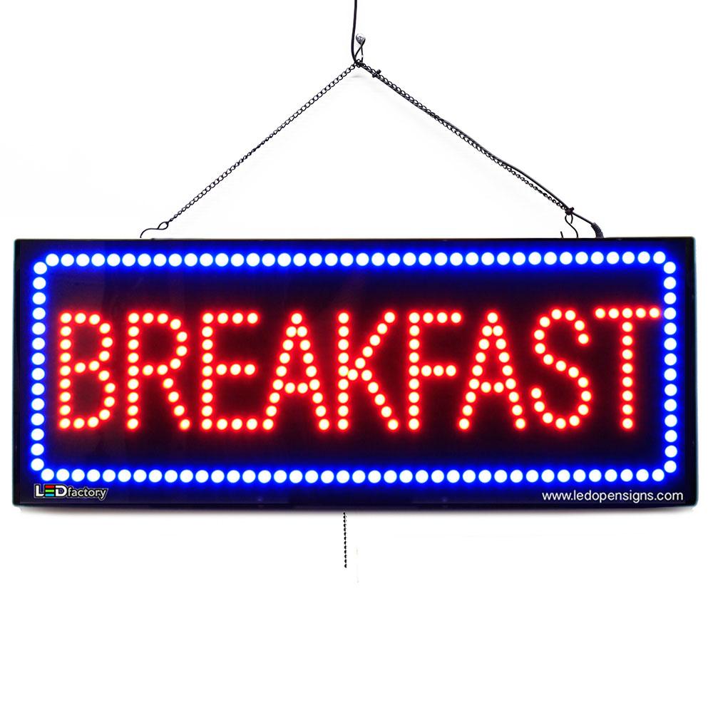 “BREAKFAST” Large LED Restaurant Window Sign Led Open Signs