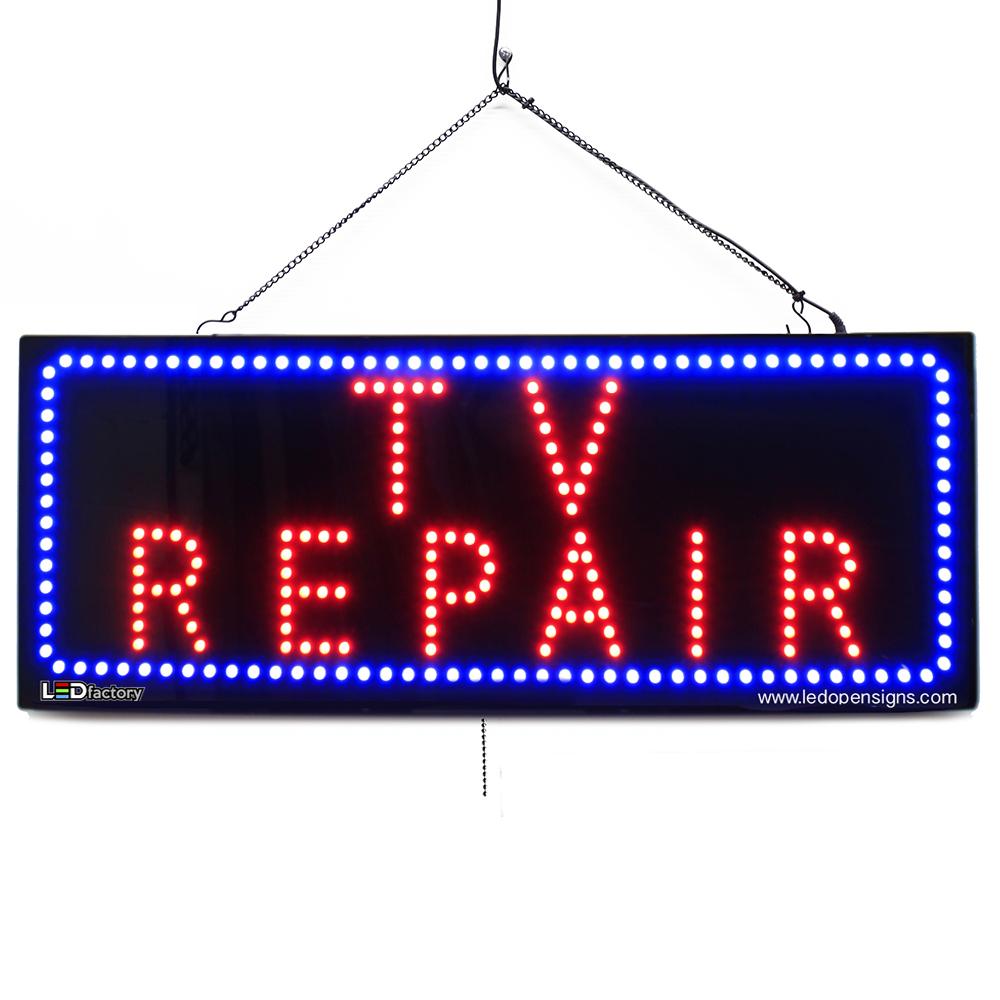 “TV REPAIR” Large LED Window Repair Sign Led Open Signs
