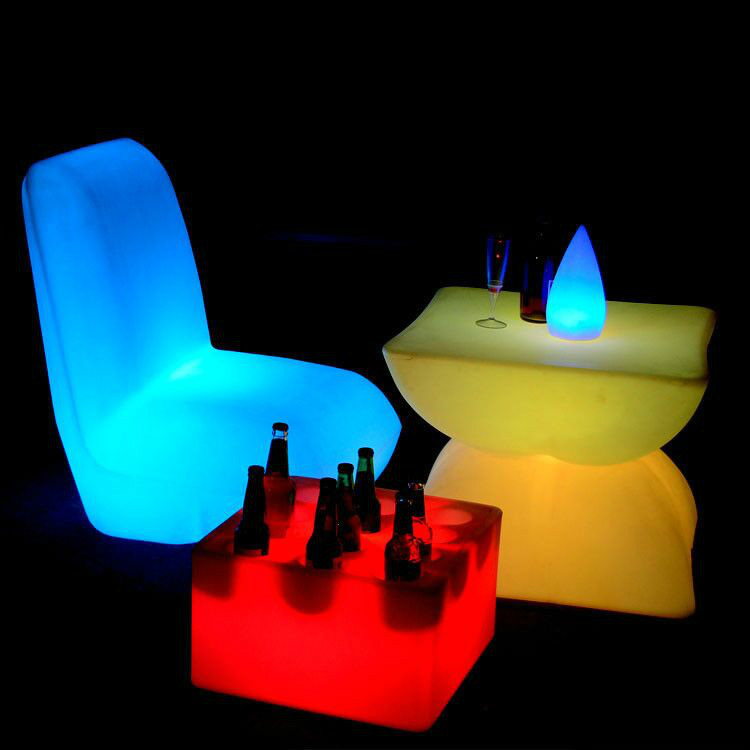 Commercial illuminated light up sofa chair PE material led furniture