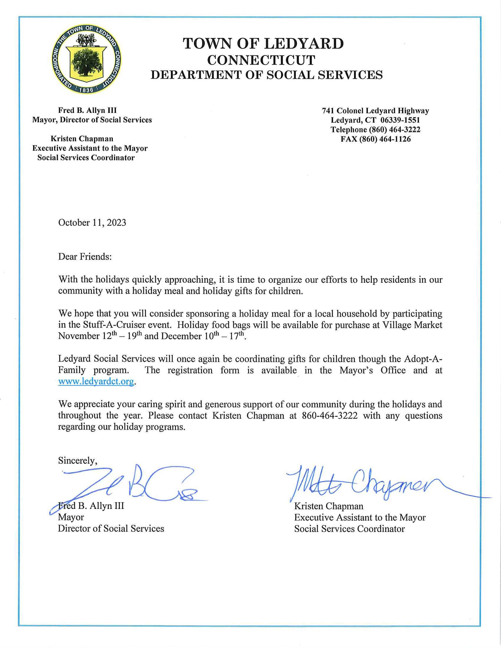 Holiday Food & Gift Assistance Ledyard, CT Official site