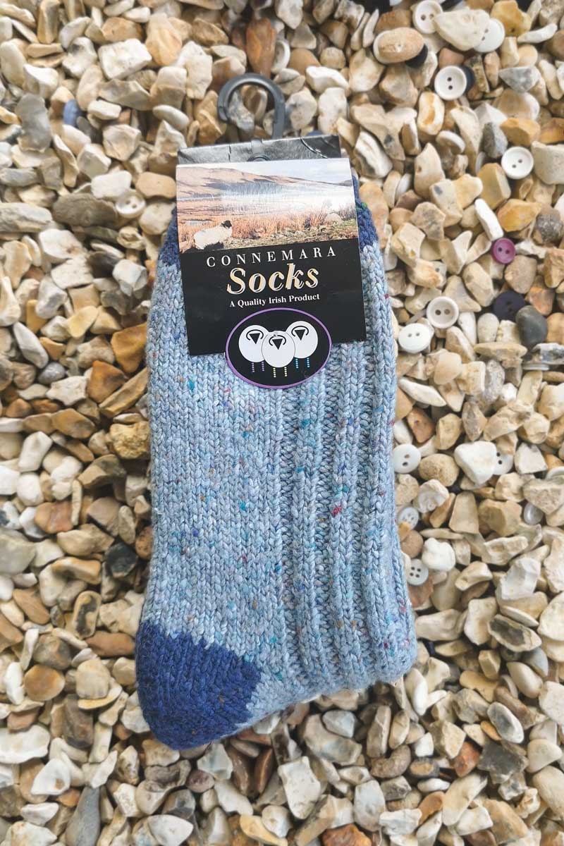 Connemara Wool Socks Grey/Navy