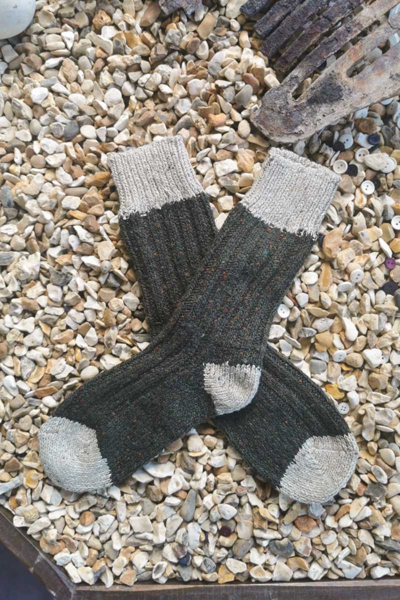 Connemara Wool Socks Moss Green/Beige