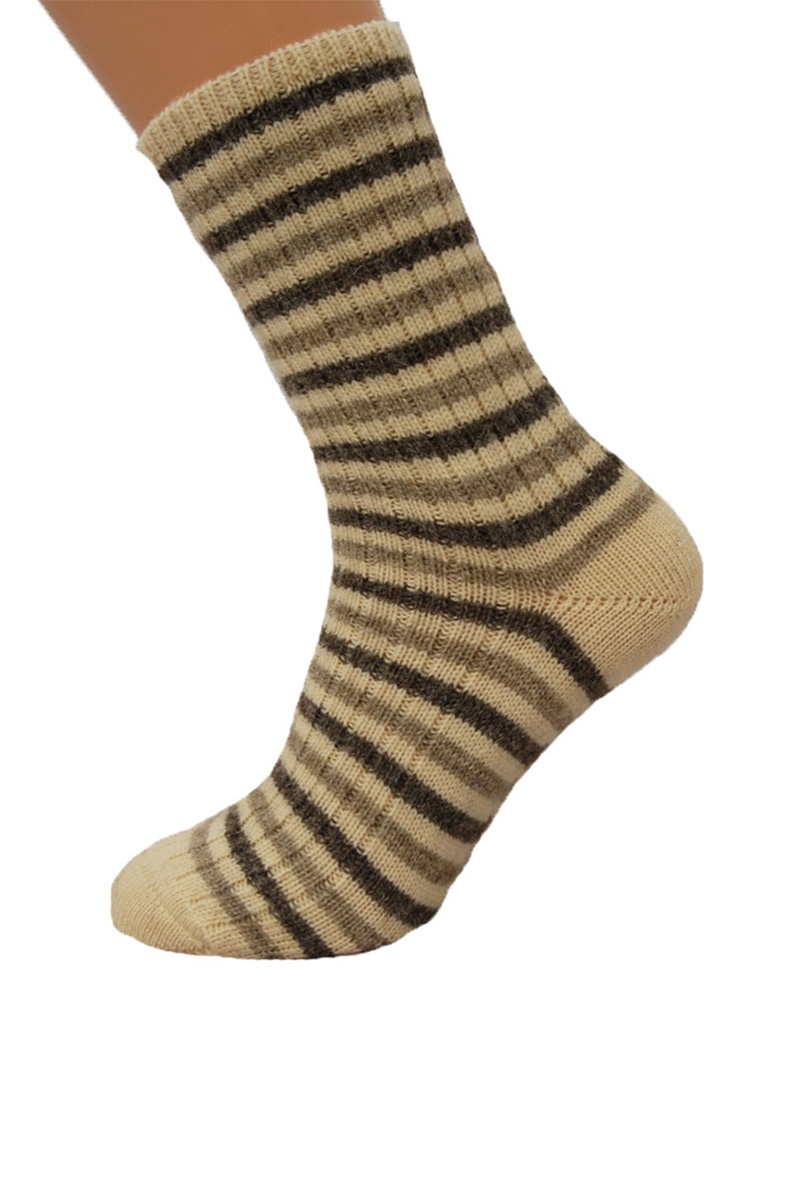 Striped Irish Wool Socks Natural White