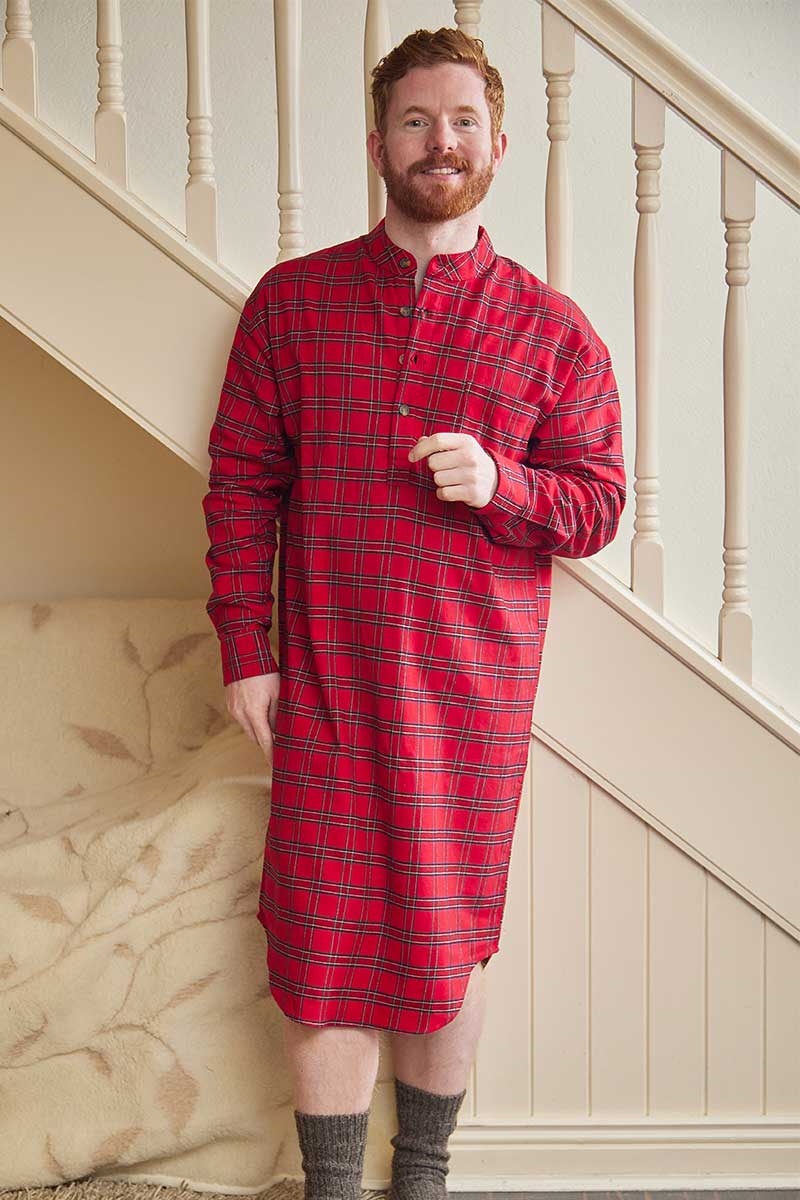 Men's Flannel Nightshirt Red Tartan Royal Stewart (LV27