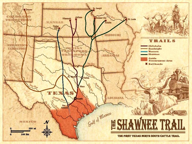 The Shawnee Trail Driving Longhorns to Missouri Legends of America