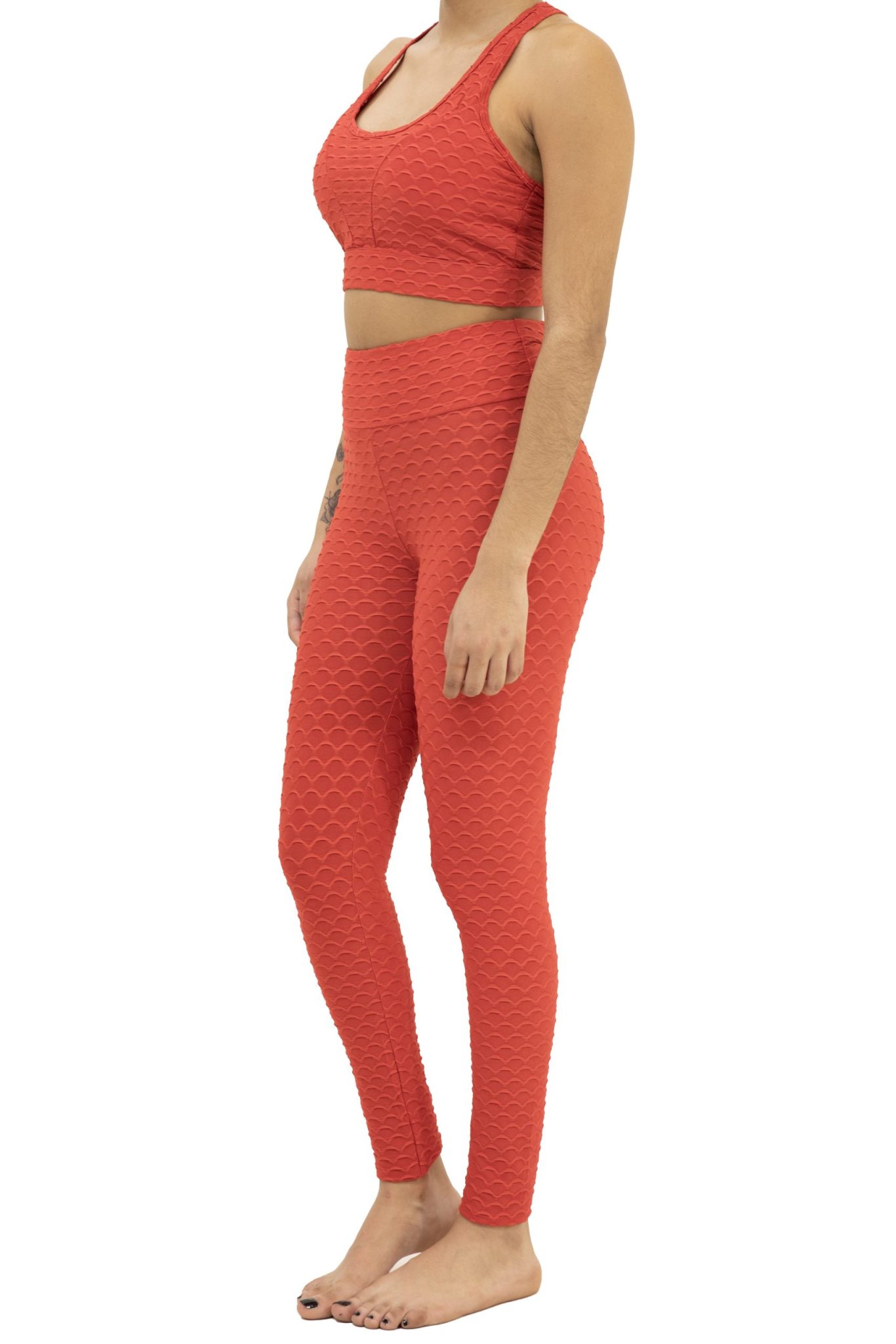 High Waist PushUp Squad Yoga Pants Red Leggings and Sport Bra Sets