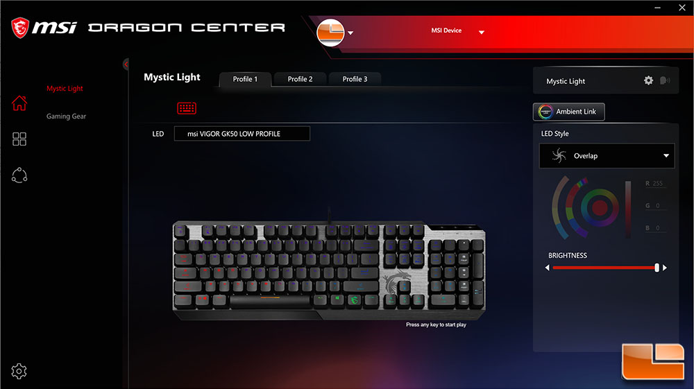 MSI Vigor GK50 Low Profile Mechanical Gaming Keyboard Review Page 2