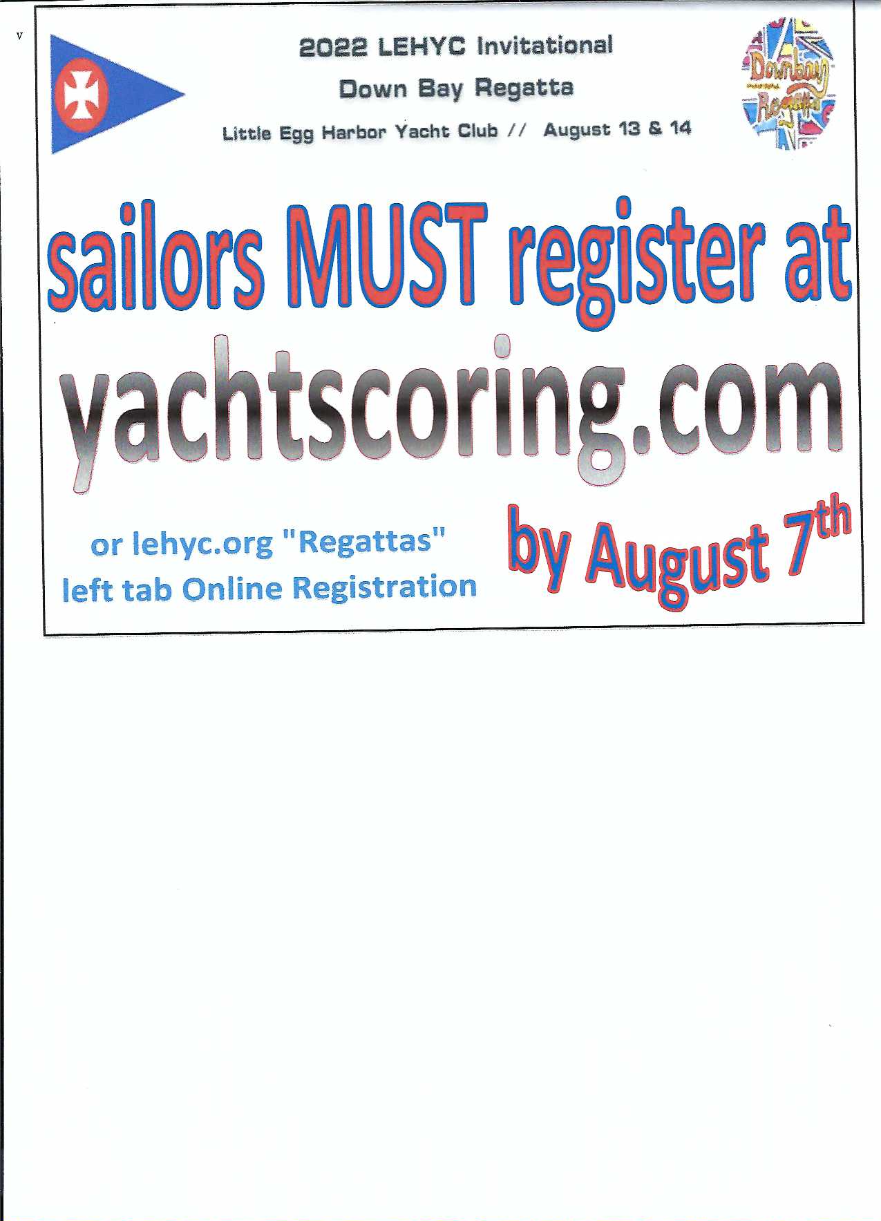 Little Egg Harbor Yacht Club Down Bay Registration is open to sailors