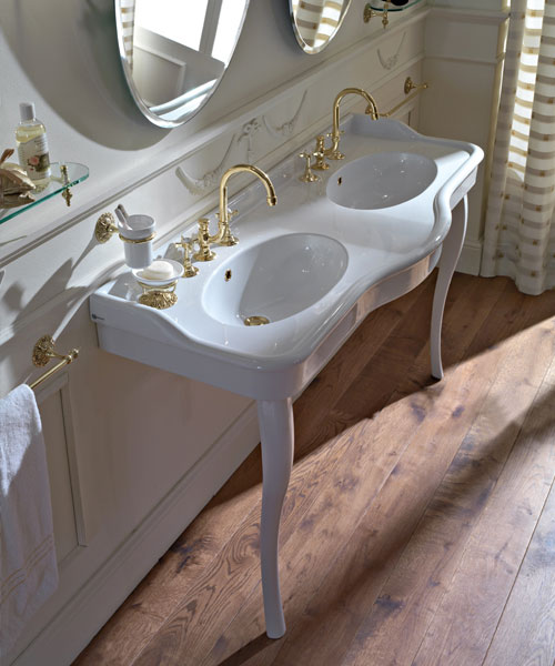 Tvättställ Med Ben Andrea doubbla tvättställ på keramiska ben set Lemerand