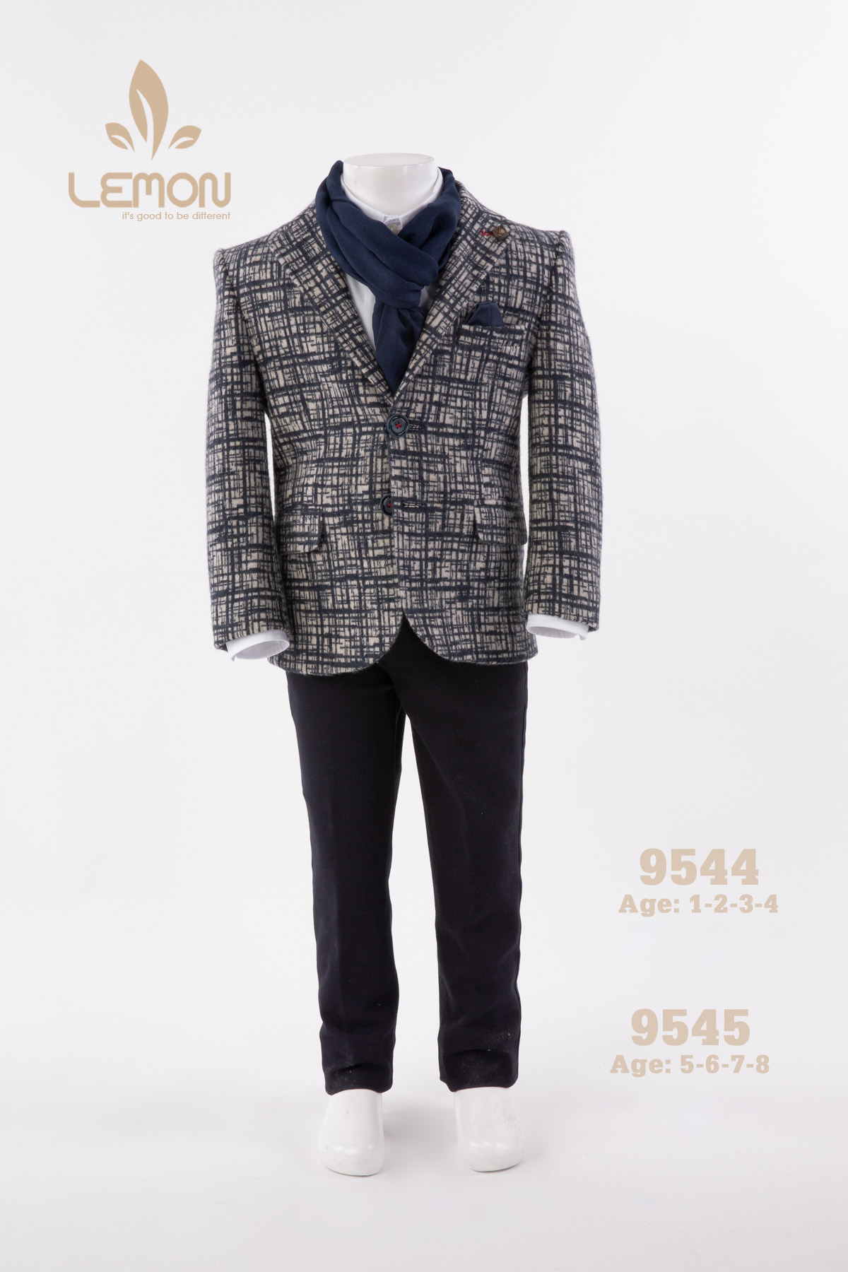 Salt and Pepper Jacket Suit for Baby and Children Lemon Textile