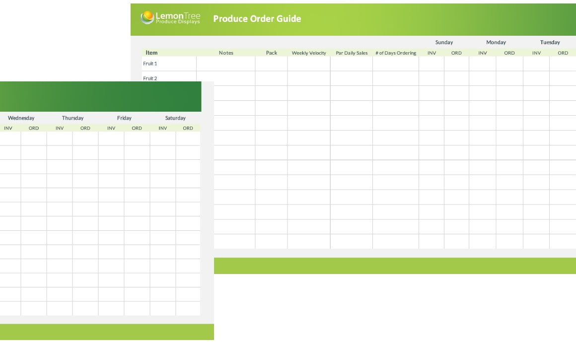 Produce Department Sample Order Guide Grocery Store Owner Resources
