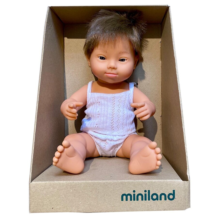 Miniland Educational Baby Doll Caucasian Down Syndrome Boy 38 cm