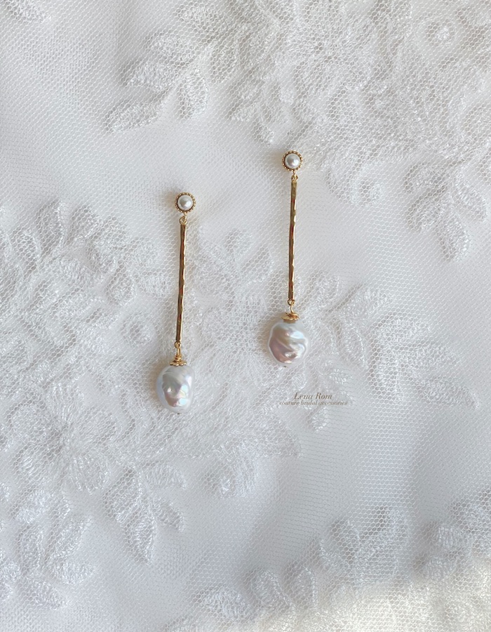 Charis Bridal Pearl Earrings Lena Rom Bridal