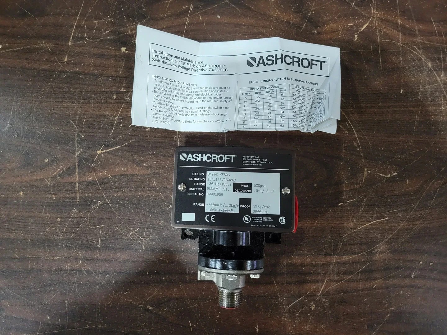 ASHCROFT Pressure Switch B420B XFS06