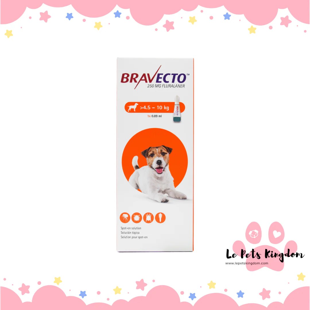 Bravecto Spot On Small Size Dog (250mg) 4.5kg to 10kg Le Pets Kingdom