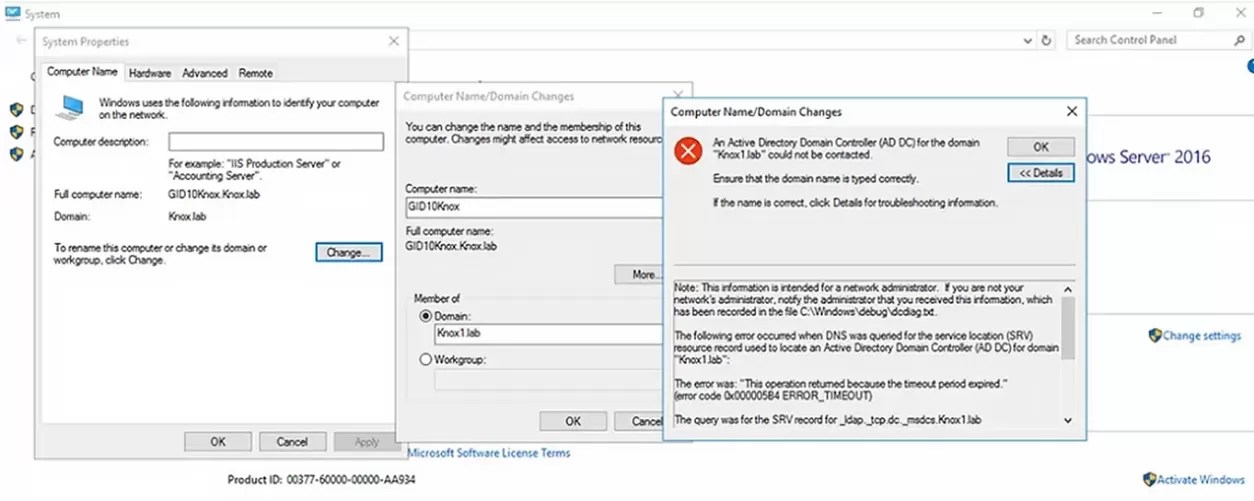Troubleshoot AD Domain Controller could not be Contacted