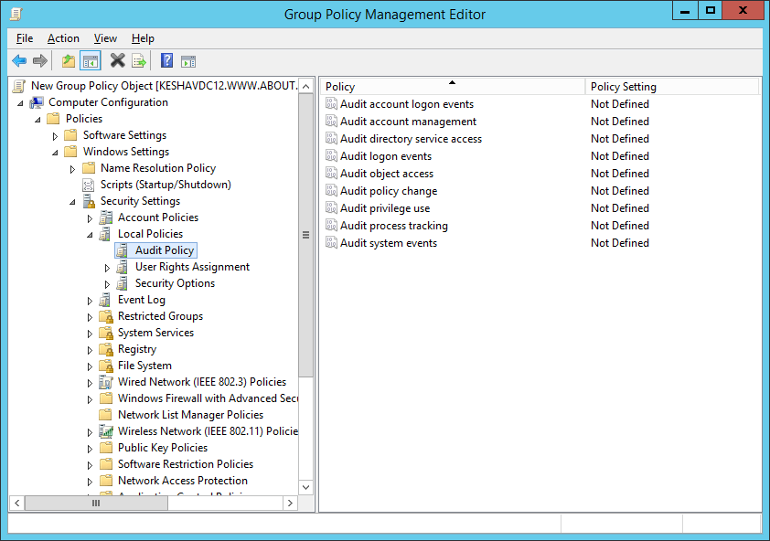 How to enable File and Folder Access Auditing on Windows Server 2012