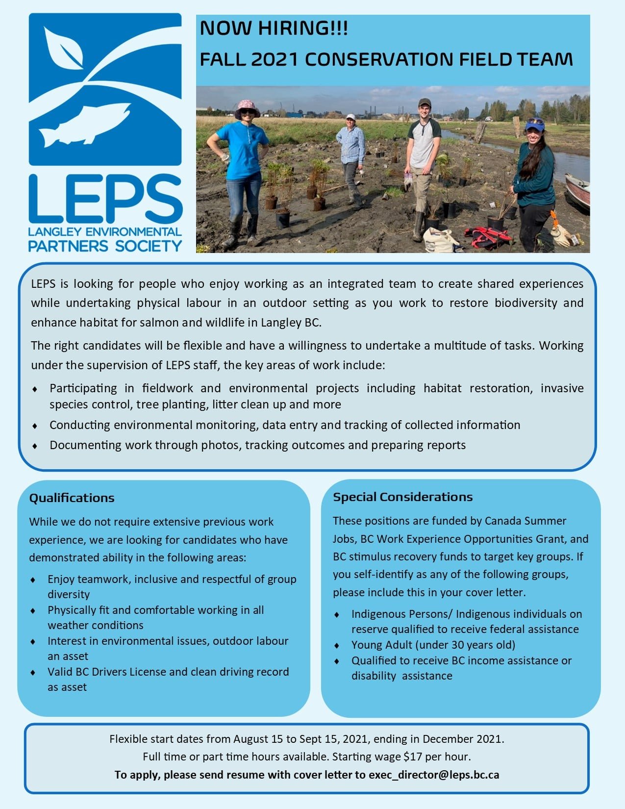 Employment Langley Environmental Partners Society